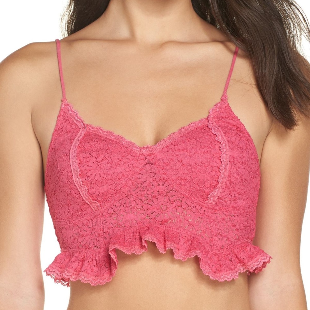 Free People Pink Crop Cami M Or L  Boho Lace